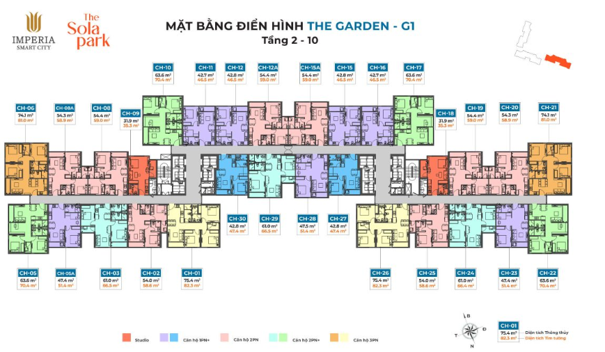 Mặt bằng căn hộ The Sola Park Tây Mỗ